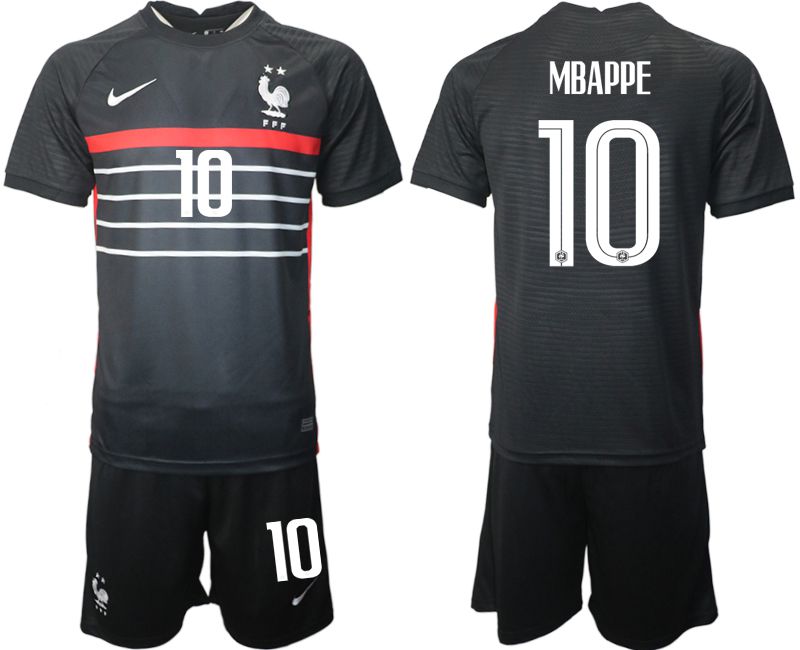 Men 2022 World Cup National Team France home black 10 Soccer Jerseys